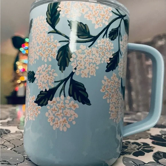 Corkcicle Rifle Paper Co Hydrangea Blue Floral Mug 16oz NWT - Picture 2 of 10